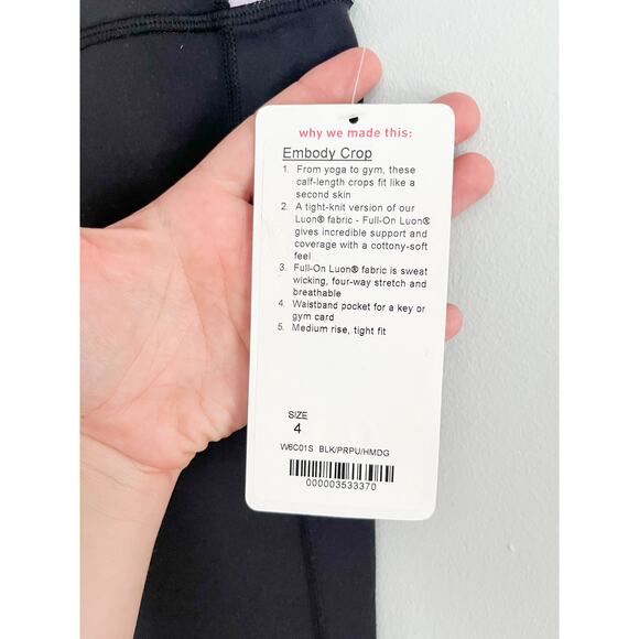 Lululemon | NWT | Embody Crop | Black Pretty Purple Heathered Medium Grey | Sz 4 - Picture 6 of 12
